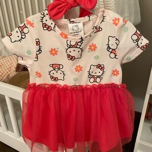 Hello Kitty Dress with Red Tulle and Floral Print